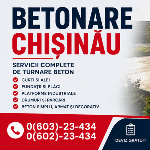 Companie Betonare Moldova ⭐️ Servicii Profesionale în Chișinău și Împrejurimi